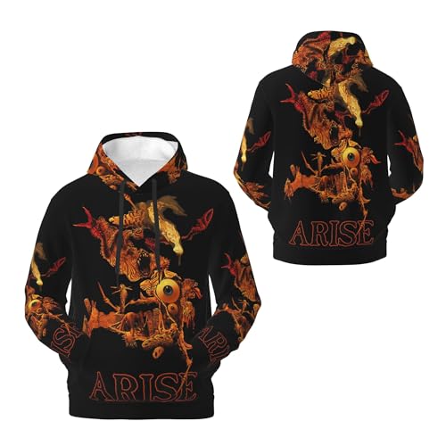 Sepultura Roots Logo Fleece Pullover Herren Kapuze Schwarz Hoodie Sweatshirt Langarm Kapuzenpullover für Männer Fan Merch Top mit Tasche von ThicC