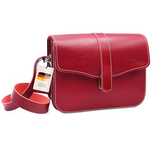 Thielemann Handtasche Damen Léon Made in Germany, aus extra starkem Leder Tasche zum Umhängen, Crossbody Bag Frauen, rote Umhängetasche Thielemann Handtasche Damen Léon Made in Germany, aus extra starkem Leder Tasche zum Umhängen, Crossbody Bag Frauen, rote Umhängetasche von Thielemann