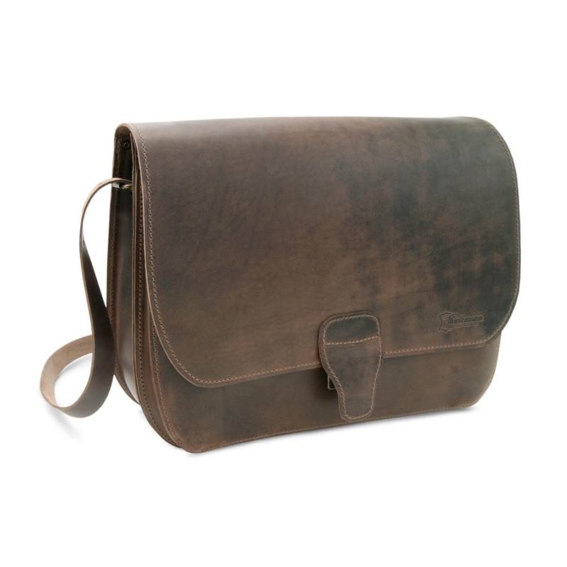 Kleine Businesstasche Ökoleder | Braune Aktentasche Unisex 3 Fächer Reißverschlussfach Verstellbarer Schultergurt Schulterpolster von Thielemann1897