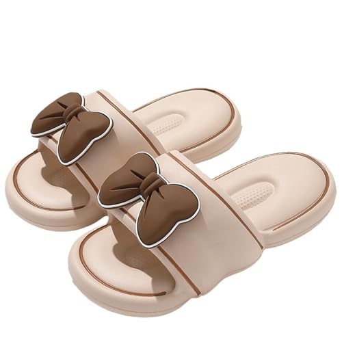 Thigies Damen Duschpantoffeln, Womens Slipper, dreidimensionale Schleife, rutschfeste Badepantoffeln, Familien-Badepantoffeln für Damen von Thigies