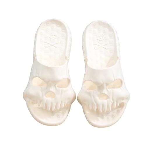 Thigies Damen Hausschuhe mit Totenkopf, Herren Slipper mit Anti Rutsch Funktion, Slip On Hausschuhe aus EVA mit dicker Sohle, Dusch Badeschuhe, geeignet für den Innen- und Außenbereich am Strand von Thigies