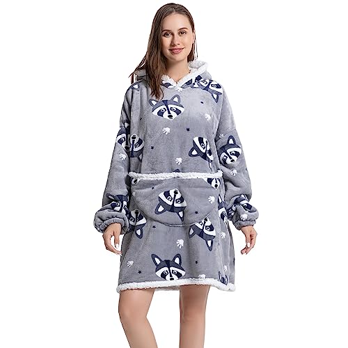 Thigies Oversized Hoodie Decke-Kuschelpullover,Deckenhoodie mit Ärmeln und Kapuze, Tragbare Decke Pulli für Herren Damen Erwachsene von Thigies