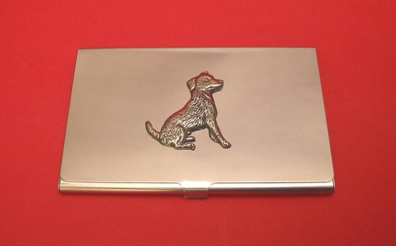 Jack Russell Terrier Verchromt Mit Von Hand Gegossen Zinn Motiv Mutter Vater Geschenk-Kartenhalter Jack Russell Terrier Verchromt Mit Von Hand Gegossen Zinn Motiv Mutter Vater Geschenk-Kartenhalter von ThimblesnObjectDart
