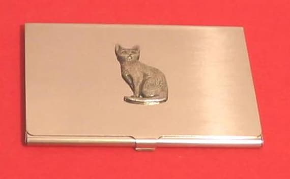 Katze Verchromt Kartenhalter Mit Hand-Cast-Zinn-Motiv-Mutter-Vater-Katze-Geschenk Katze Verchromt Kartenhalter Mit Hand-Cast-Zinn-Motiv-Mutter-Vater-Katze-Geschenk von ThimblesnObjectDart