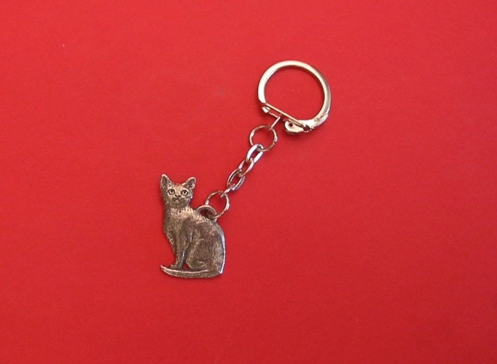 Katze Zinn Motiv Schlüsselanhänger Vatertagsgeschenk Haustier Geschenk Katzenbesitzer von ThimblesnObjectDart