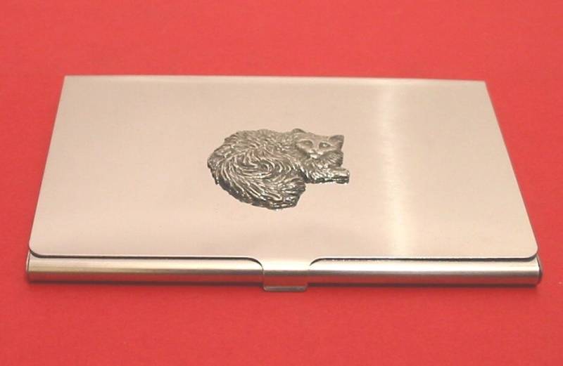 Langhaarige Katze Verchromt Mit Von Hand Gegossen Zinn Haustier Tierarzt Mutter Kätzchen Geschenk-Kartenhalter Langhaarige Katze Verchromt Mit Von Hand Gegossen Zinn Haustier Tierarzt Mutter Kätzchen Geschenk-Kartenhalter von ThimblesnObjectDart