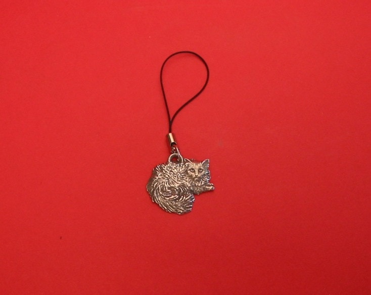 Langhaarige Katze Zinn Handy Charm Vet Mutter Vater Geschenk von ThimblesnObjectDart