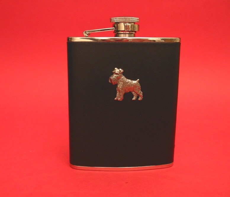 Minischnauzer Dog Design Leder Schwarz 6Oz Flachmann Hund Geschenk Minischnauzer Dog Design Leder Schwarz 6Oz Flachmann Hund Geschenk von ThimblesnObjectDart