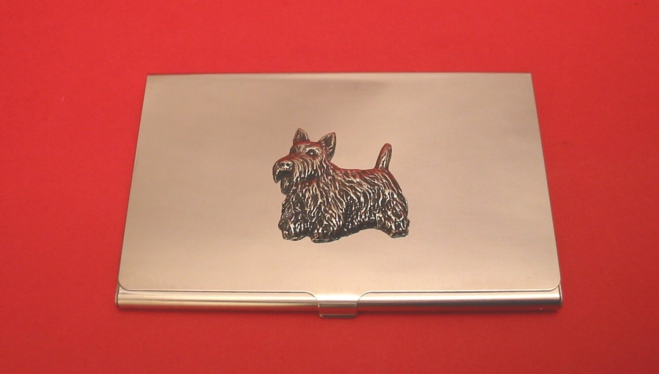 Scottish Terrier Verchromter Kartenhalter Mit Handgegossenem Zinnmotiv Mutter Vater Geschenk Scottish Terrier Verchromter Kartenhalter Mit Handgegossenem Zinnmotiv Mutter Vater Geschenk von ThimblesnObjectDart