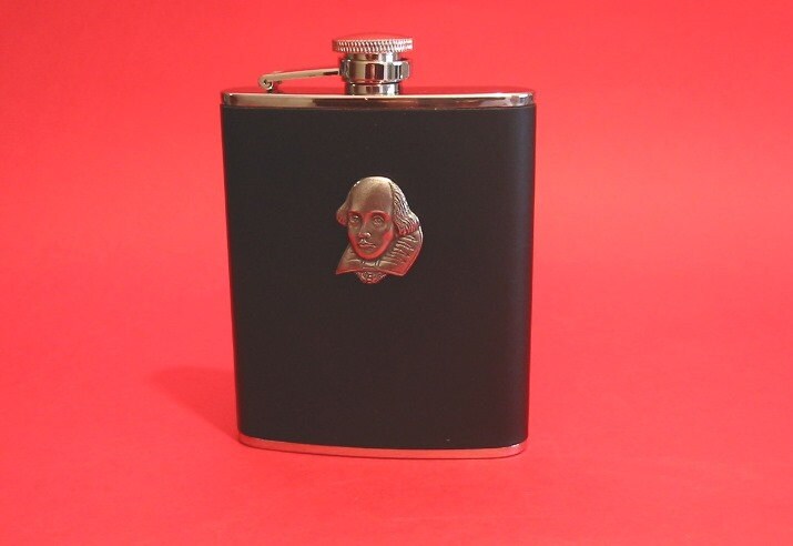 Shakespeare Aus Schwarzem Leder 6Oz Hip Flask Englisch Lehrer Geschenk Commemorative Theater Shakespeare Aus Schwarzem Leder 6Oz Hip Flask Englisch Lehrer Geschenk Commemorative Theater von ThimblesnObjectDart
