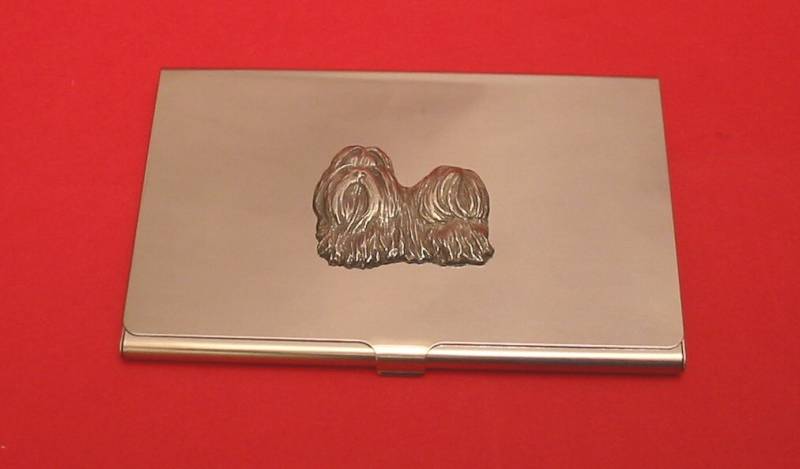 Shih Tzu Hund Verchromt Mit Von Hand Gegossen Zinn Motiv Mutter Vater Geschenk-Kartenhalter Shih Tzu Hund Verchromt Mit Von Hand Gegossen Zinn Motiv Mutter Vater Geschenk-Kartenhalter von ThimblesnObjectDart