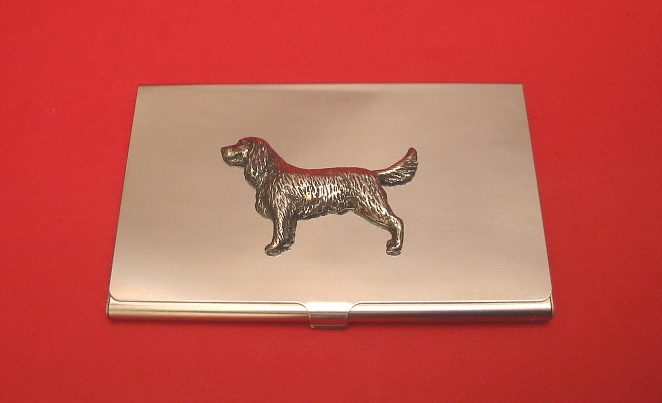 Springer Spaniel Verchromt Mit Von Hand Gegossen Zinn Motiv Mutter Vater Geschenk-Kartenhalter Springer Spaniel Verchromt Mit Von Hand Gegossen Zinn Motiv Mutter Vater Geschenk-Kartenhalter von ThimblesnObjectDart