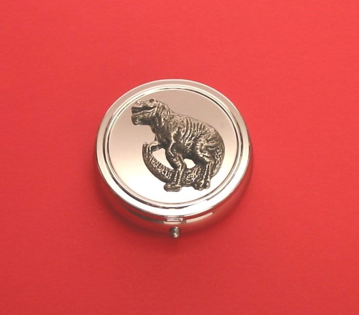 T-Rex Dinosaurier Zinn Motiv Auf Runde Chrom Mint/Pillendose Mutter Vater Weihnachtsgeschenk T-Rex Dinosaurier Zinn Motiv Auf Runde Chrom Mint/Pillendose Mutter Vater Weihnachtsgeschenk von ThimblesnObjectDart