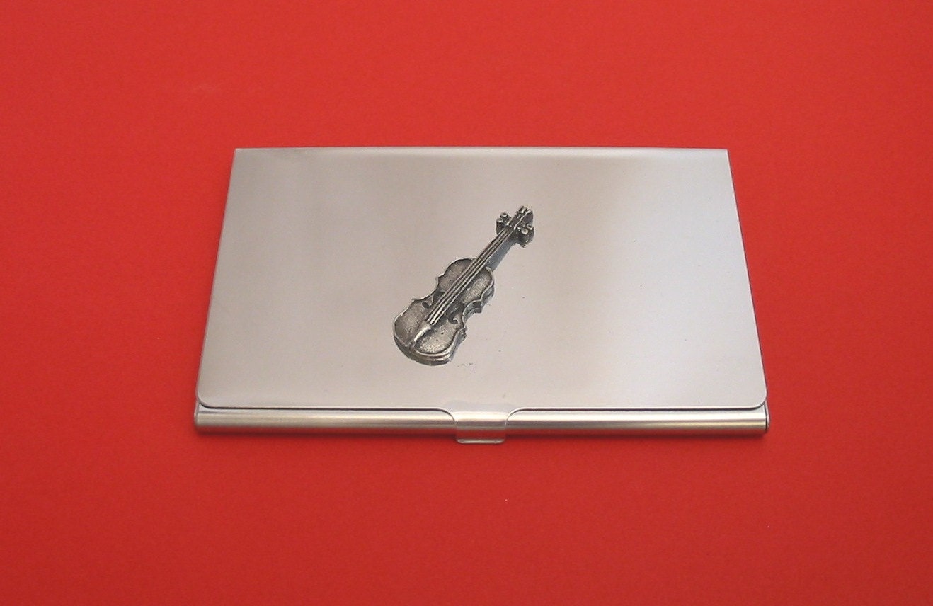 Violine Verchromt Kartenhalter Mit Hand-Cast-Zinn Motiv-Orcestra Musik-Lehrer-Geschenk Violine Verchromt Kartenhalter Mit Hand-Cast-Zinn Motiv-Orcestra Musik-Lehrer-Geschenk von ThimblesnObjectDart