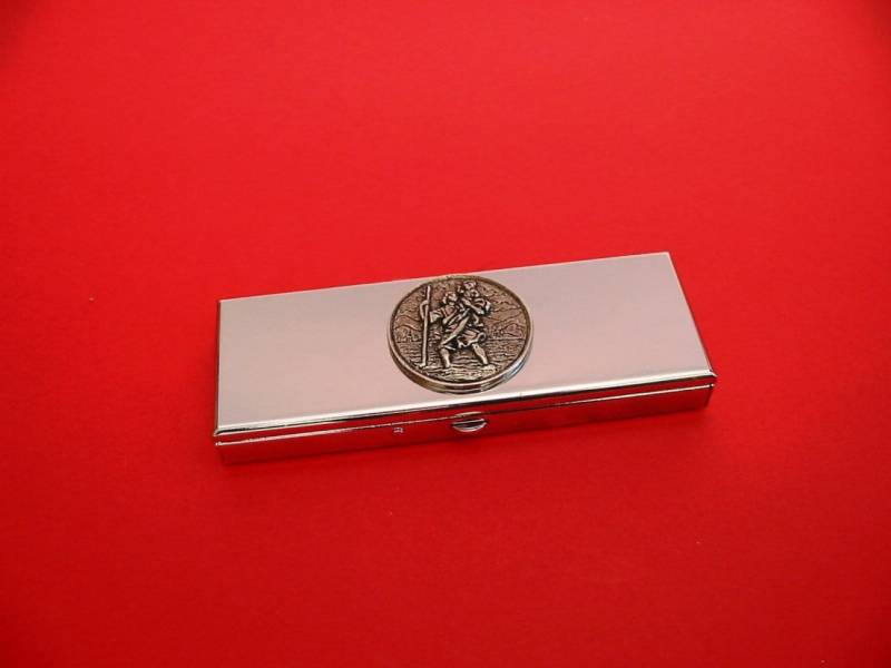 st Christopher Design Sieben Tage Pille Box - Medikamente Veranstalter Chrom Fall Kleine Schmuckkästchen Reise-Geschenk Für Globetrotter von ThimblesnObjectDart
