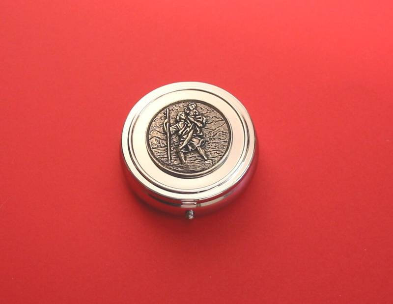 st Christopher Zinn-Motiv Auf Runder Minze/Pillendose, Geschenk, Mutter Vater Reisende Geschenk st Christopher Zinn-Motiv Auf Runder Minze/Pillendose, Geschenk, Mutter Vater Reisende Geschenk von ThimblesnObjectDart