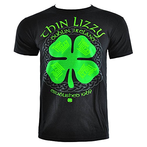 Thin Lizzy - Herren Four Leaf Clover T-Shirt, X-Large, Black von Thin Lizzy