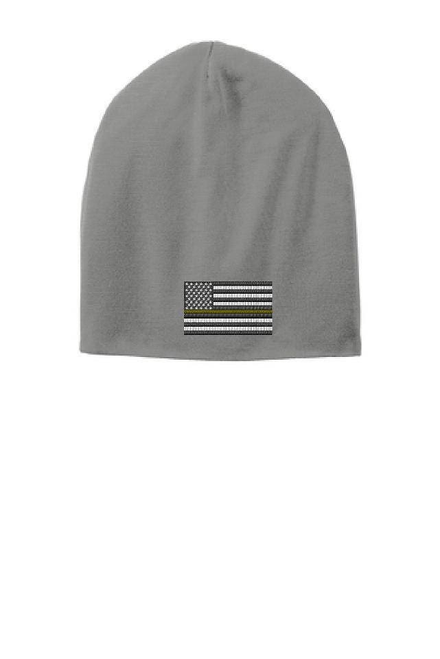 Grau Dünne Gelbe Linie Flagge Slouch Mütze Hut - Sicherheitsbeamte & Abschleppwagen Fahrer von ThinLineMerch