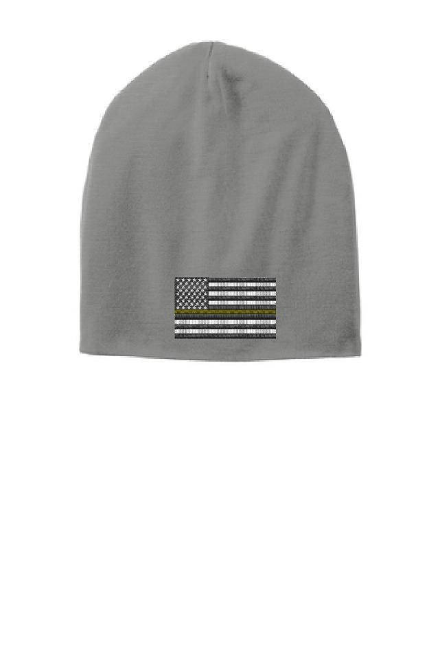 Graue Dünne Goldlinie Flagge Slouch Mütze - Disponenten von ThinLineMerch