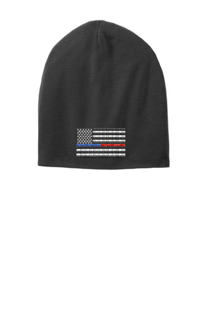 Schwarze Dünne Rote Und Blaue Linie Flagge Slouch Mütze - Polizei & Feuerwehr von ThinLineMerch