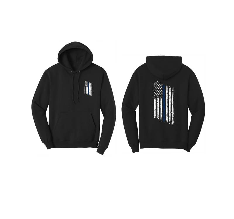 Tattered American Flag Thin Blue Line Law Enforcement Polizei Hoodie Sweatshirt von ThinLineMerch
