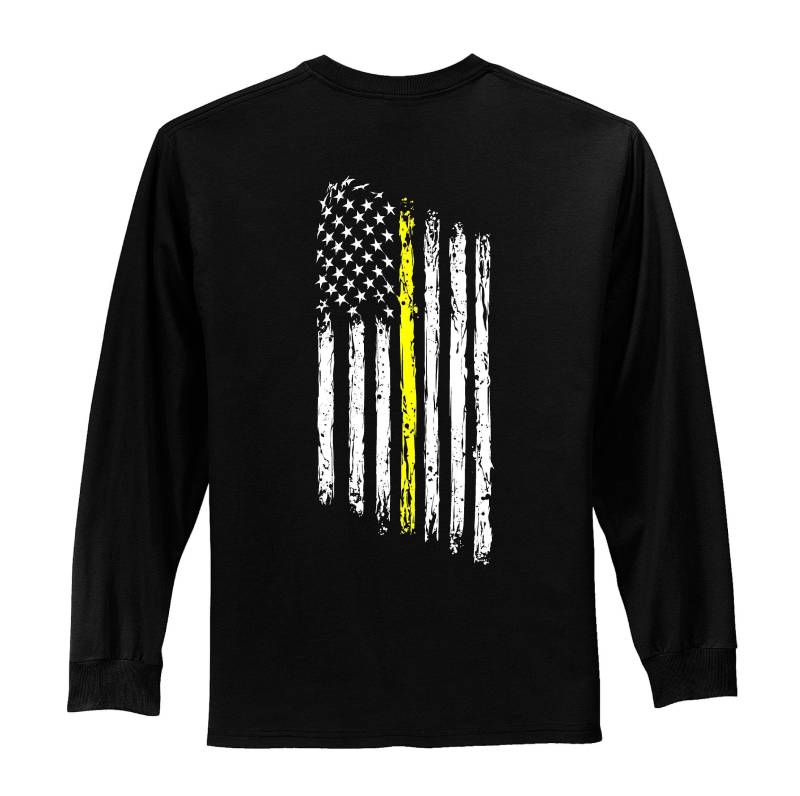 Tattered American Flag Thin Yellow Line Crewneck Sweatshirt Security Officer Tow Truck Driver von ThinLineMerch