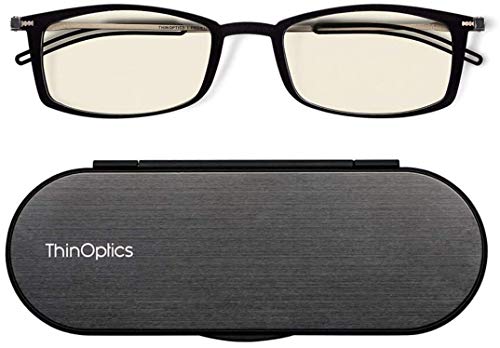 ThinOptics Computerlesebrille mit einer Stärke von 1,0 Schwarzer-Rahmen - Computerlesebrille mit Blaulichtblocker - Unisex Männer und Frauen Computerbrille ThinOptics Computerlesebrille mit einer Stärke von 1,0 Schwarzer-Rahmen - Computerlesebrille mit Blaulichtblocker - Unisex Männer und Frauen Computerbrille von ThinOptics
