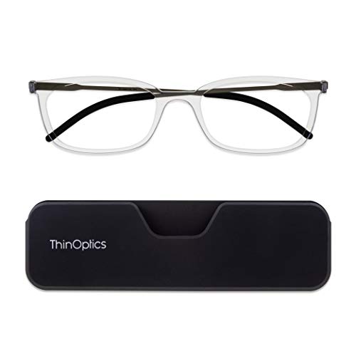 ThinOptics Connect Ultradünne Lesebrille Stärke +2.5 - Magnetisches Telefonetui - Transparenter Gestelle - Unisex-Lesebrillen für Männer und Frauen ThinOptics Connect Ultradünne Lesebrille Stärke +2.5 - Magnetisches Telefonetui - Transparenter Gestelle - Unisex-Lesebrillen für Männer und Frauen von ThinOptics