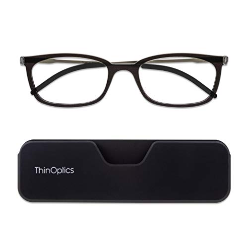 ThinOptics Connect Ultradünne Lesebrille Stärke +2.0 - Magnetisches Telefonetui - Schwarzer Gestelle - Unisex-Lesebrillen für Männer und Frauen von ThinOptics