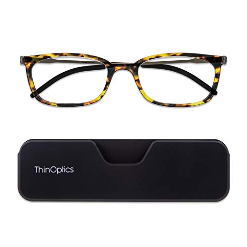 ThinOptics Connect Ultradünne Lesebrille Stärke +1.0 - Magnetisches Telefonetui - Schildkrötengestell Gestelle - Unisex-Lesebrillen für Männer und Frauen von ThinOptics