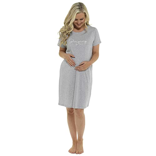 Nachthemd für Damen, kurzärmelig, "Sleeping for Two", grau, Large von Thingimijigs