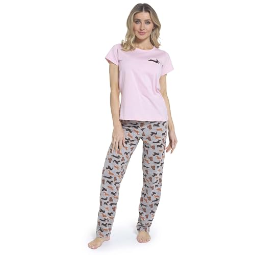 Thingimijigs Damen Schlafanzug aus Baumwolle - Rosa "Dream Big" Dackel T-Shirt & Hunde-Print Hose - Kurzarm Top & Lange Hose - Sommer Nachtwäsche - Größe 36-50, rose, 12-14 Thingimijigs Damen Schlafanzug aus Baumwolle - Rosa "Dream Big" Dackel T-Shirt & Hunde-Print Hose - Kurzarm Top & Lange Hose - Sommer Nachtwäsche - Größe 36-50, rose, 12-14 von Thingimijigs