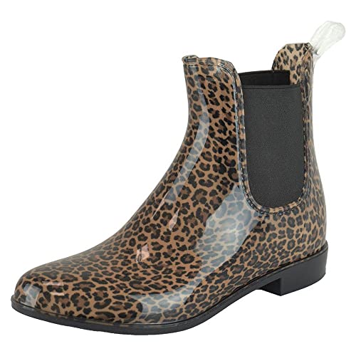 Thingimijigs Kurzer Gummistiefel für Damen, Chelsea, knöchellang, Sommer, Festival, Regenstiefel, braun, 40 EU von Thingimijigs
