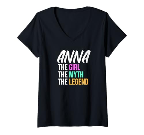 Damen Anna Das Mädchen Der Mythos Die Legende Lustiger Name T-Shirt mit V-Ausschnitt von Things For Girls Named Anna Funny Co