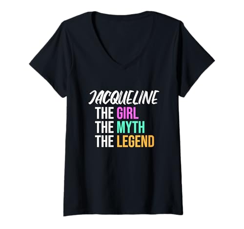 Damen Jacqueline Das Mädchen Der Mythos Die Legende Lustiger Name T-Shirt mit V-Ausschnitt von Things For Girls Named Jacqueline Funny Co