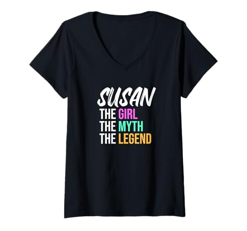 Damen Susan Das Mädchen Der Mythos Die Legende Lustiger Name T-Shirt mit V-Ausschnitt von Things For Girls Named Susan Funny Co