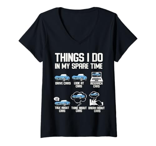 Damen Lustige Dinge, die ich in meiner Freizeit Mache Autoliebhaber T-Shirt mit V-Ausschnitt Damen Lustige Dinge, die ich in meiner Freizeit Mache Autoliebhaber T-Shirt mit V-Ausschnitt von Things I Do In My Spare Time Car Enthusiast Tee
