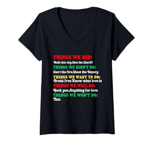 Damen Dinge, die wir in Dieser Stadt gebaut haben, Shot The Sheriff Start T-Shirt mit V-Ausschnitt Damen Dinge, die wir in Dieser Stadt gebaut haben, Shot The Sheriff Start T-Shirt mit V-Ausschnitt von Things We Did Built This City Funny Sarcasm