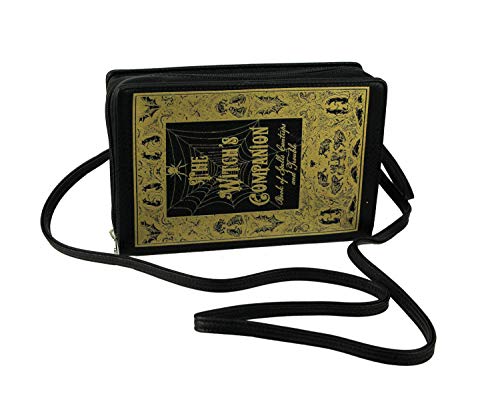 Things2Die4 Black and Gold Witch's Companion Book Crossbody Purse, Schwarz, Small von Things2Die4