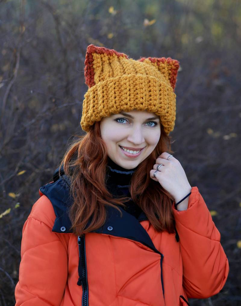 Gehäkelte Fennek Fuchs Mütze Tier Ohren, Kostüm Für Erwachsene von ThingsFS