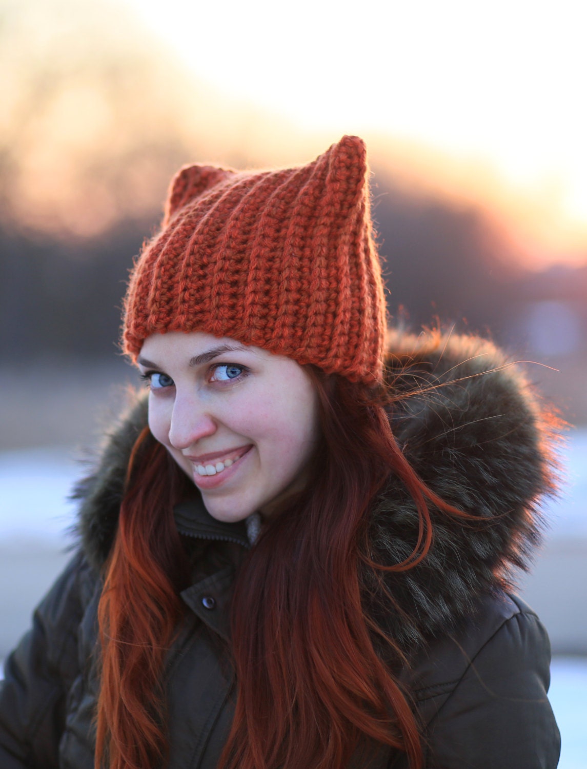 Winter Rotfuchs Mütze Mit Ohren - Gehäkelte Verrückte Handgemachtes Accessoire Für Frauen von ThingsFS