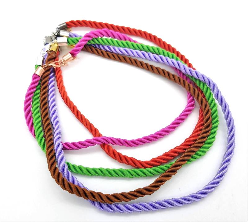 Einstellbar Satin Seide Kordel Halsketten Nach Maß, Dicke 5 Mm Kordel, Gedrehtes Seil, Sterlingsilber von ThingsGrandmaKept