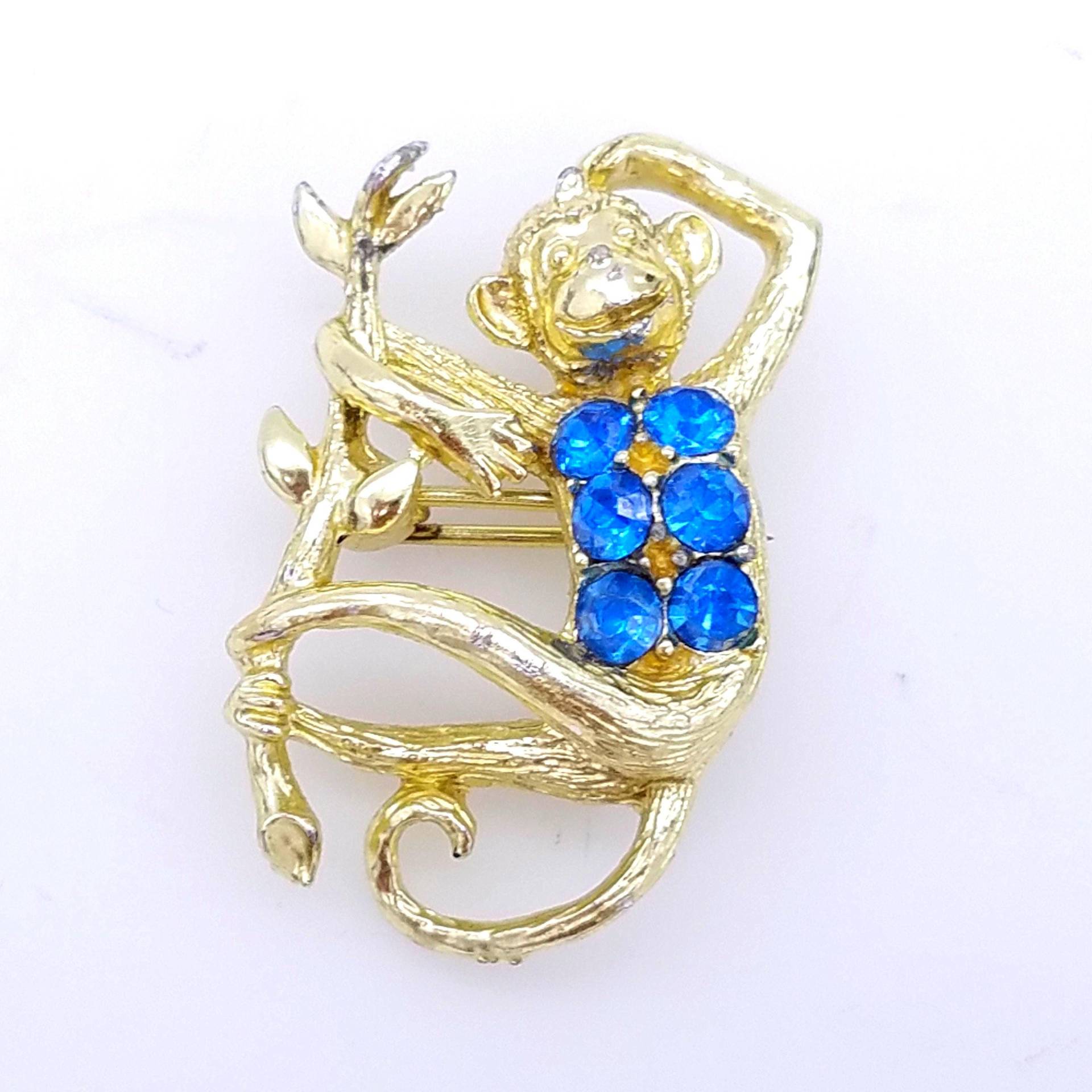 Blauer Strass Affe Brosche Blauer Strass Affe Brosche von ThingsGrandmaKept