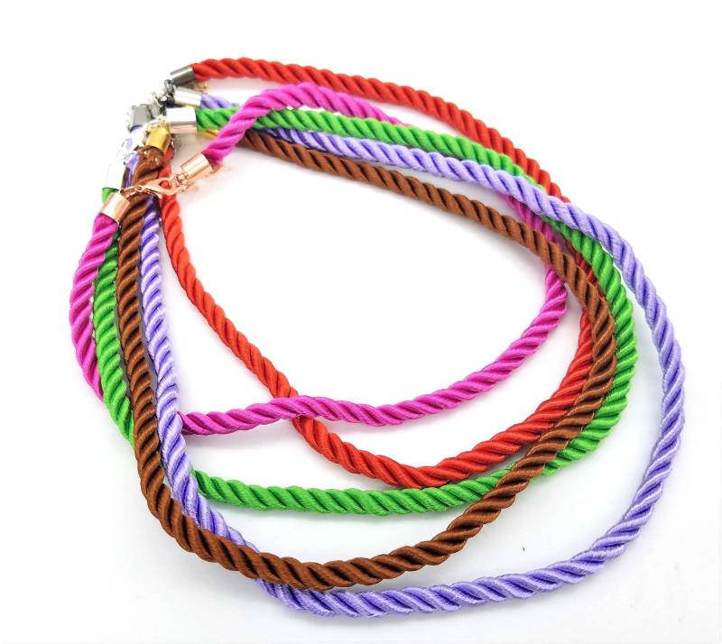 Dicke Satin Seide Kordel Halskette Nach Maß, 5 Mm Gedreht, Sterling Silber, Gold Vermeil von ThingsGrandmaKept