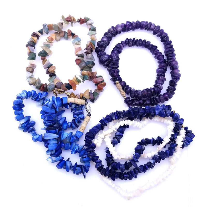 Edelstein Splitter Perlen Halsketten, Quarz, Lapis, Achat, Amethyst Oder Perlmutt - 43 cm von ThingsGrandmaKept