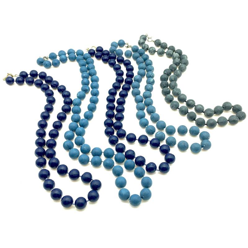 Lot Von 5 Marmorierte Blau & Grau Perlen Halsketten von ThingsGrandmaKept