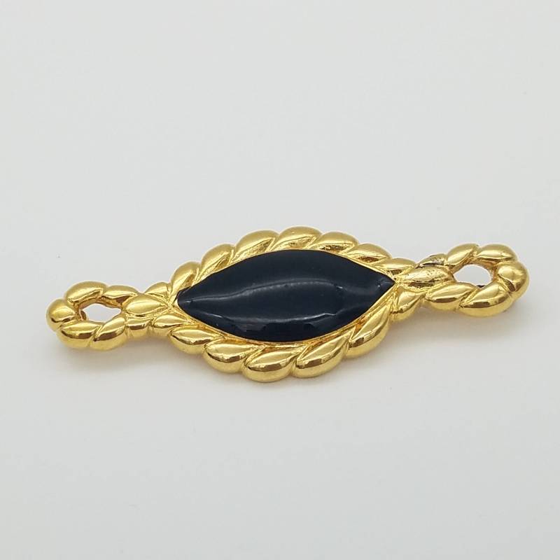 Signierte Monet Brosche Aus Goldfarbenem Seil Und Schwarzer Emaille Signierte Monet Brosche Aus Goldfarbenem Seil Und Schwarzer Emaille von ThingsGrandmaKept