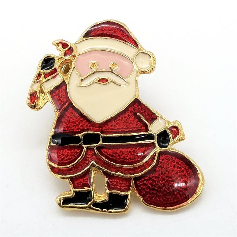 Vintage Emaillierte Weihnachtsmann Anstecknadel New Old Stock On Display Card von ThingsGrandmaKept