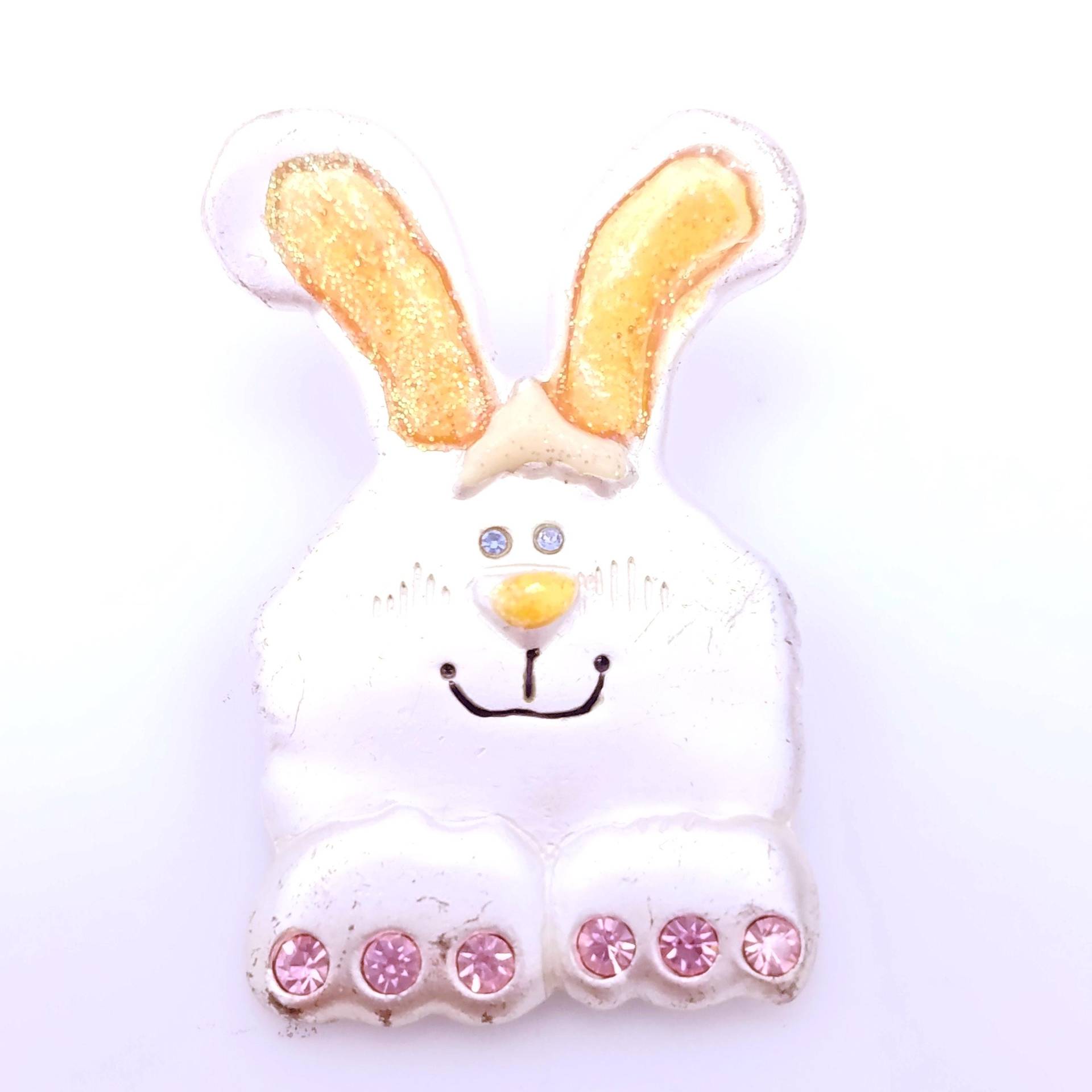 "Vintage "Honey Bunny" Silberfarbene & Orange Emaille Osterhasen-Brosche Mit Rosa Strassfüßen." "Vintage "Honey Bunny" Silberfarbene & Orange Emaille Osterhasen-Brosche Mit Rosa Strassfüßen." von ThingsGrandmaKept