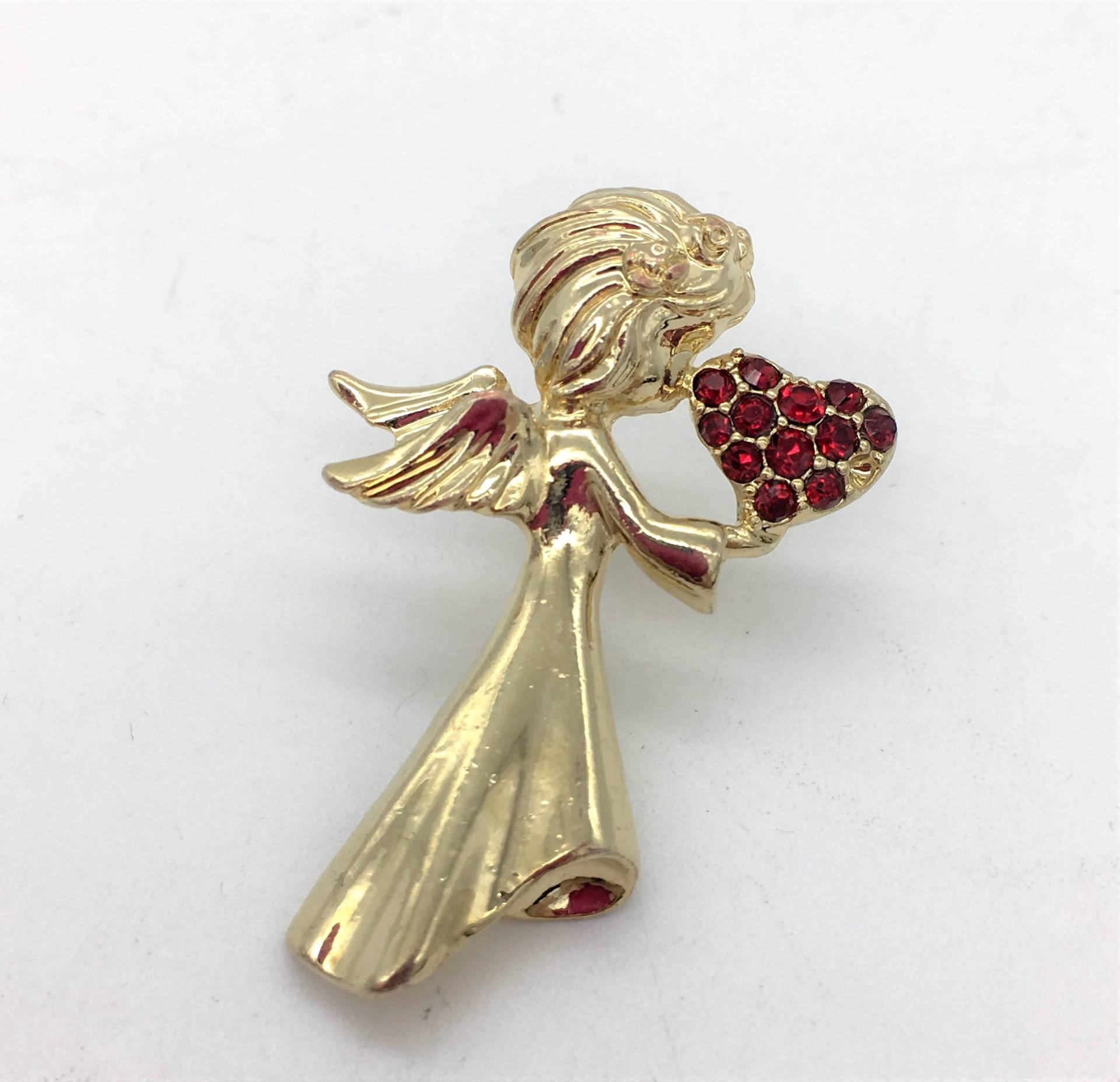 Vintage Ivv Goldton & Emaille Engel Mit Kerze Brosche von ThingsGrandmaKept